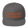 Upright Plumbing Bold Letter Orange Embroidered Snapback Hat - Image 4