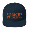 Upright Plumbing Bold Letter Orange Embroidered Snapback Hat - Image 2