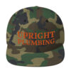 Upright Plumbing Bold Letter Orange Embroidered Snapback Hat
