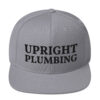 Upright Plumbing Bold Letters Black Embroidered Snapback Hat