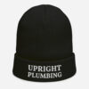 Upright Plumbing Embroidered White Organic ribbed beanie - Image 4