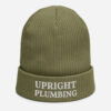 Upright Plumbing Embroidered White Organic ribbed beanie - Image 5