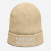 Upright Plumbing Embroidered White Organic ribbed beanie - Image 6