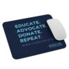 INADcure Foundation Educate Advocate Donate Repeat Navy Mouse pad
