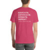 INADcure Foundation, Educate Advocate Donate Repeat on Back Unisex t-shirt - Image 7