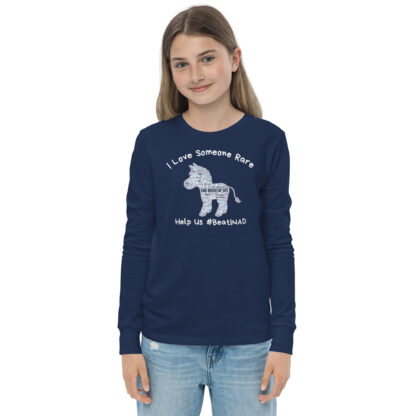 INADcure Rare Disease Day 2023 Zebra (Front and Back Print) Youth long sleeve tee - Image 6