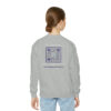 INADcure Rare Disease Day 2023 Zebra I AM LOVED (Front and Back Print) Navy QR Code Youth Crewneck Sweatshirt