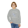 INADcure Rare Disease Day 2023 Zebra I AM LOVED (Front and Back Print) Navy QR Code Youth Crewneck Sweatshirt - Image 4