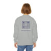 INADcure Rare Disease Day 2023 Zebra I AM LOVED (Front and Back Print) Navy QR Code Youth Crewneck Sweatshirt - Image 5