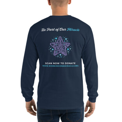 INADcure CUSTOM NAME Miracle Blue Shooting Star Front and Back Long Sleeve Shirt - Image 2