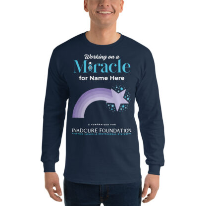 INADcure CUSTOM NAME Miracle Purple Shooting Star Front and Back Long Sleeve Shirt