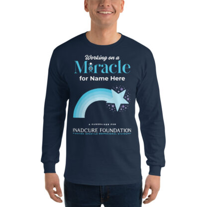 INADcure CUSTOM NAME Miracle Blue Shooting Star Front and Back Long Sleeve Shirt