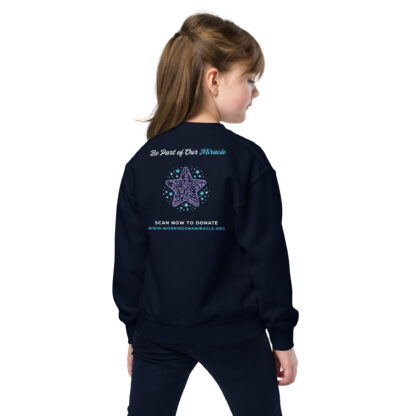 INADcure CUSTOM NAME Miracle Blue Shooting Star Front and Back Youth crewneck sweatshirt - Image 2