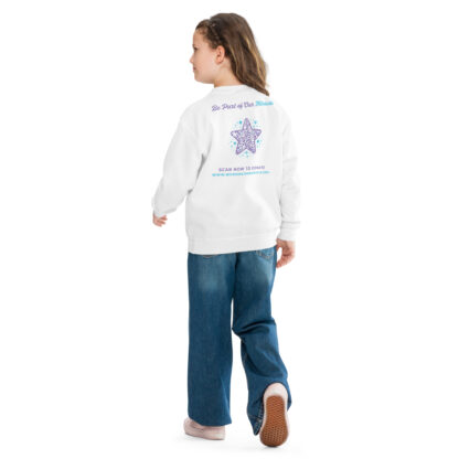 INADcure Miracle Purple Shooting Star Front and Back Youth crewneck sweatshirt - Image 5