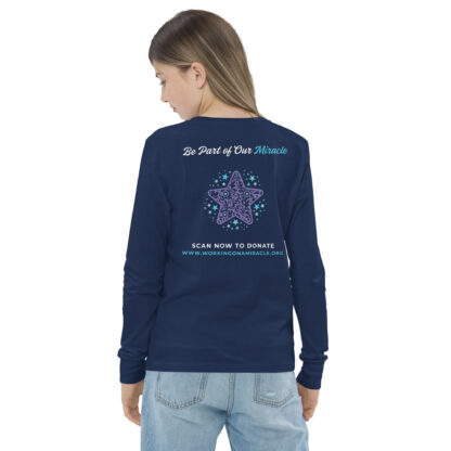 INADcure CUSTOM NAME Miracle Blue Shooting Star Front and Back Youth long sleeve tee - Image 2