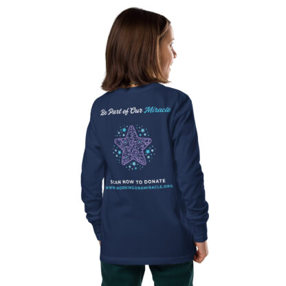 INADcure Miracle Blue Shooting Star Front and Back Youth long sleeve tee - Image 3