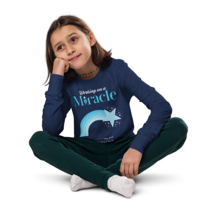 INADcure Miracle Blue Shooting Star Front and Back Youth long sleeve tee