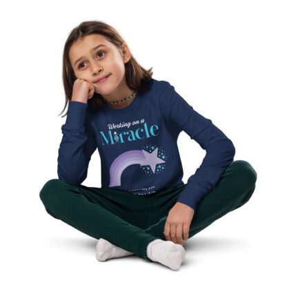 INADcure Miracle Purple Shooting Star Front and Back Youth long sleeve tee