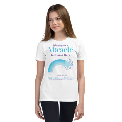 INADcure CUSTOM NAME Miracle Blue Shooting Star Front and Back Youth Short Sleeve T-Shirt - Image 3