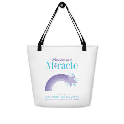 INADcure Miracle Purple Shooting Star Front and Back Print White Large Tote Bag