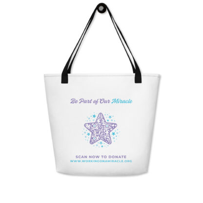 INADcure Miracle Blue Shooting Star Front and Back Print White Large Tote Bag - Image 4