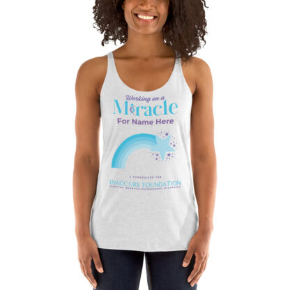 INADcure CUSTOM NAME Miracle Blue Shooting Star Front and Back Women's Racerback Tank - Image 3