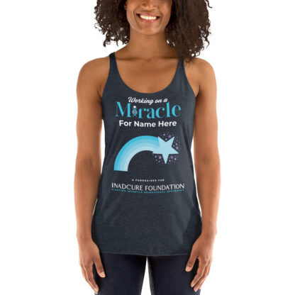 INADcure CUSTOM NAME Miracle Blue Shooting Star Front and Back Women's Racerback Tank