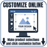 Customize online icon showing design tool interface for creating custom pint glass artwork