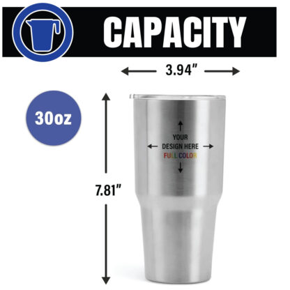 Custom Travel Tumbler 30oz Tapered Stainless Steel