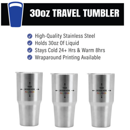 Custom Travel Tumbler 30oz Tapered Stainless Steel