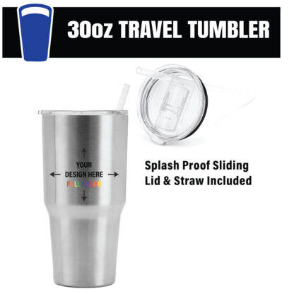 Custom Travel Tumbler 30oz Tapered Stainless Steel