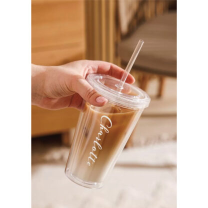 Custom Clear Tumbler with Straw